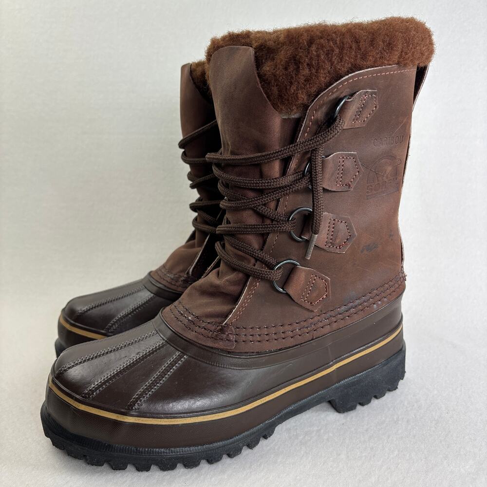 Sorel Caribou Waterproof Insulated Lace Up Winter Boots Dark Brown Women's 6